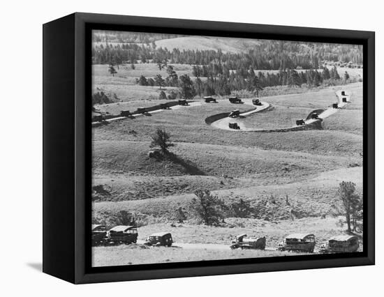 Military Convoy on Road in Burma-null-Framed Stretched Canvas