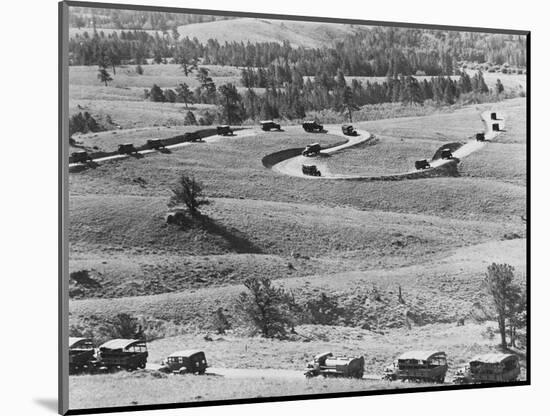 Military Convoy on Road in Burma-null-Mounted Photographic Print