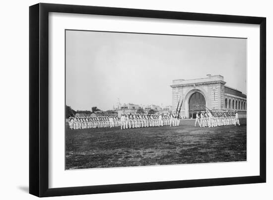 Military Drills at the Naval Academy Grounds-null-Framed Art Print