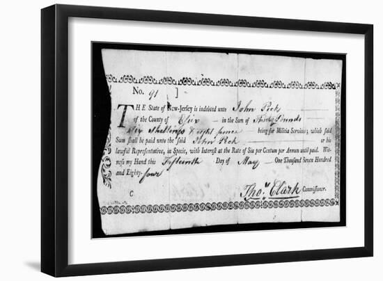 Military Due Bill, 1784-null-Framed Giclee Print