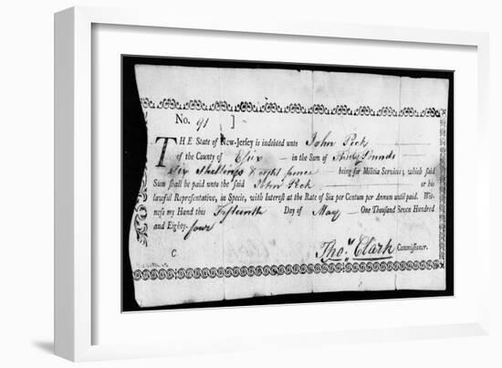 Military Due Bill, 1784-null-Framed Giclee Print