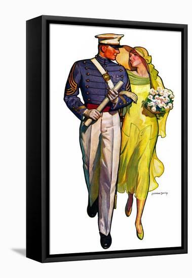 "Military Grad and Girl,"June 7, 1930-McClelland Barclay-Framed Stretched Canvas