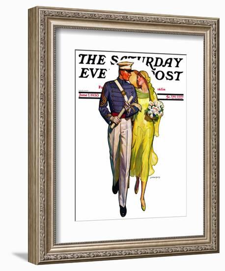 "Military Grad and Girl," Saturday Evening Post Cover, June 7, 1930-McClelland Barclay-Framed Giclee Print