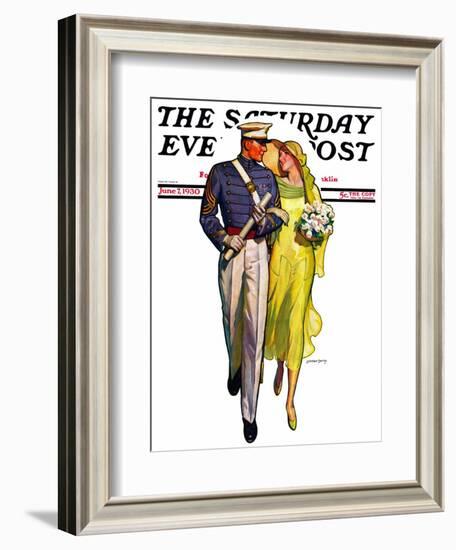 "Military Grad and Girl," Saturday Evening Post Cover, June 7, 1930-McClelland Barclay-Framed Giclee Print