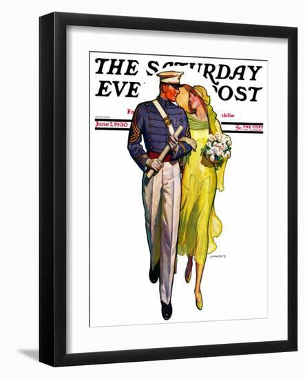 "Military Grad and Girl," Saturday Evening Post Cover, June 7, 1930-McClelland Barclay-Framed Giclee Print