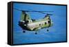 Military Helicopter Flying in Blue Skies-null-Framed Stretched Canvas