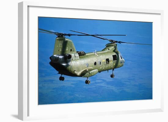 Military Helicopter Flying in Blue Skies-null-Framed Photographic Print