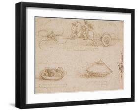 Military Machines and a Study for a Spearhead-Leonardo da Vinci-Framed Art Print
