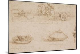Military Machines and a Study for a Spearhead-Leonardo da Vinci-Mounted Art Print