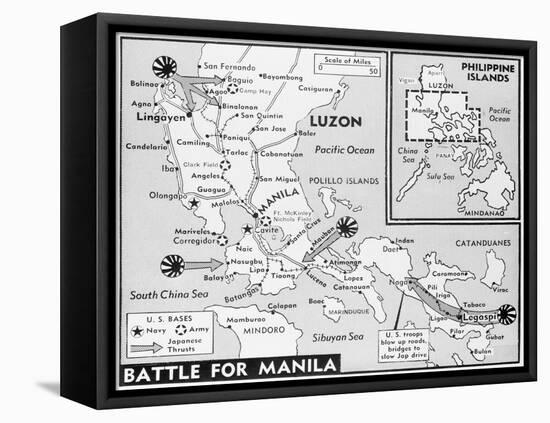 Military Map of Manila-null-Framed Stretched Canvas