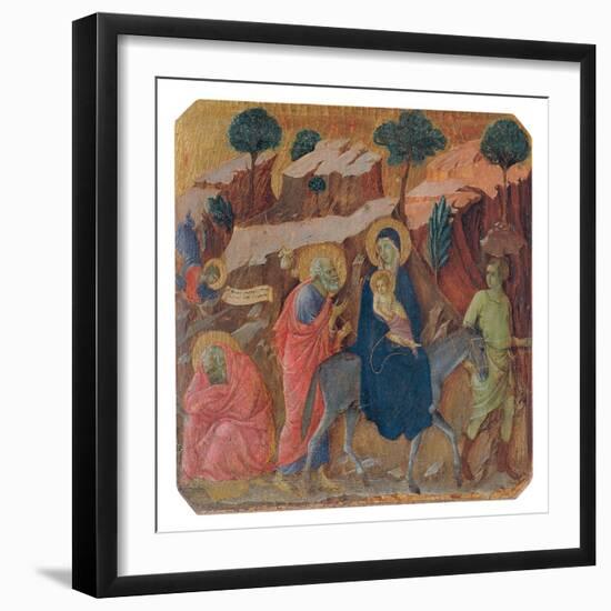 Military Parade at Campo di Marte, Flight into Egypt-Duccio Di buoninsegna-Framed Art Print