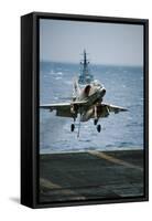 Military Plane Landing on Flight Deck-null-Framed Stretched Canvas
