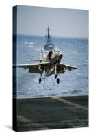 Military Plane Landing on Flight Deck-null-Stretched Canvas