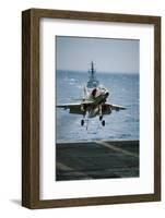 Military Plane Landing on Flight Deck-null-Framed Photographic Print