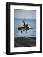 Military Plane Landing on Flight Deck-null-Framed Photographic Print