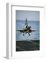 Military Plane Landing on Flight Deck-null-Framed Photographic Print