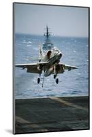 Military Plane Landing on Flight Deck-null-Mounted Photographic Print