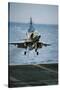 Military Plane Landing on Flight Deck-null-Stretched Canvas