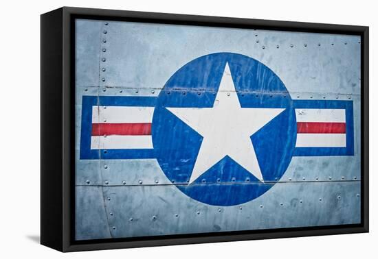 Military Plane with Star and Stripe Sign.-kyolshin-Framed Stretched Canvas