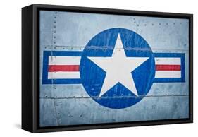 Military Plane with Star and Stripe Sign.-kyolshin-Framed Stretched Canvas