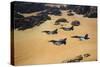 Military Planes Flying over the Wadi Rum Desert in Jordan-null-Stretched Canvas