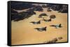 Military Planes Flying over the Wadi Rum Desert in Jordan-null-Framed Stretched Canvas