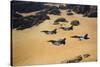 Military Planes Flying over the Wadi Rum Desert in Jordan-null-Stretched Canvas