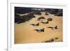 Military Planes Flying over the Wadi Rum Desert in Jordan-null-Framed Photographic Print