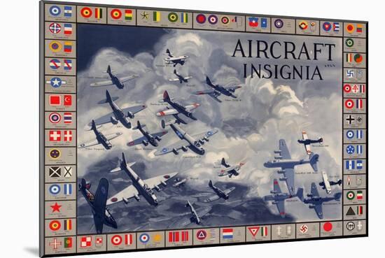 Military Planes of the World Aircraft Insignia WWII War Propaganda Print Plastic Sign-null-Mounted Premium Giclee Print
