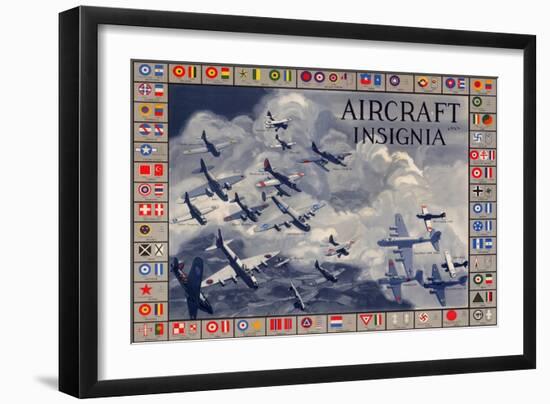 Military Planes of the World Aircraft Insignia WWII War Propaganda-null-Framed Art Print