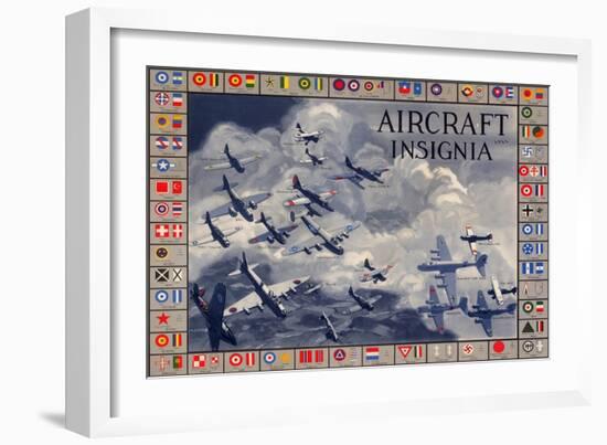 Military Planes of the World Aircraft Insignia WWII War Propaganda-null-Framed Art Print