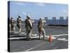 Military Policemen Train with the Berretta M9 9mm Pistol Aboard USS San Antonio-Stocktrek Images-Stretched Canvas