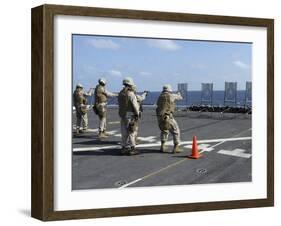 Military Policemen Train with the Berretta M9 9mm Pistol Aboard USS San Antonio-Stocktrek Images-Framed Photographic Print