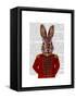 Military Rabbit in Red-Fab Funky-Framed Stretched Canvas