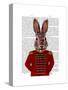 Military Rabbit in Red-Fab Funky-Stretched Canvas