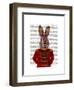 Military Rabbit in Red-Fab Funky-Framed Art Print