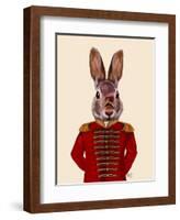 Military Rabbit in Red-Fab Funky-Framed Art Print