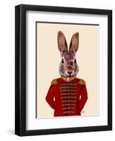 Military Rabbit in Red-Fab Funky-Framed Art Print