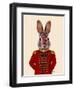 Military Rabbit in Red-Fab Funky-Framed Art Print