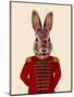 Military Rabbit in Red-Fab Funky-Mounted Art Print