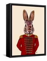 Military Rabbit in Red-Fab Funky-Framed Stretched Canvas