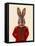 Military Rabbit in Red-Fab Funky-Framed Stretched Canvas