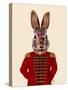 Military Rabbit in Red-Fab Funky-Stretched Canvas