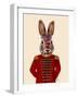 Military Rabbit in Red-Fab Funky-Framed Art Print