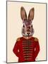 Military Rabbit in Red-Fab Funky-Mounted Art Print