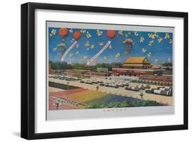 Military Rocket Parade in Tienanmen Square, 1987 Chinese Propaganda-null-Framed Giclee Print