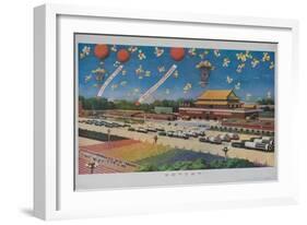 Military Rocket Parade in Tienanmen Square, 1987 Chinese Propaganda-null-Framed Giclee Print