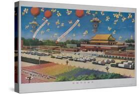 Military Rocket Parade in Tienanmen Square, 1987 Chinese Propaganda-null-Stretched Canvas