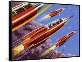 Military Rockets for Space Activity Armed with Death Rays-null-Framed Stretched Canvas