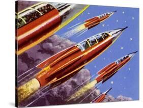 Military Rockets for Space Activity Armed with Death Rays-null-Stretched Canvas